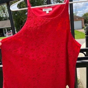 Bright red tank top